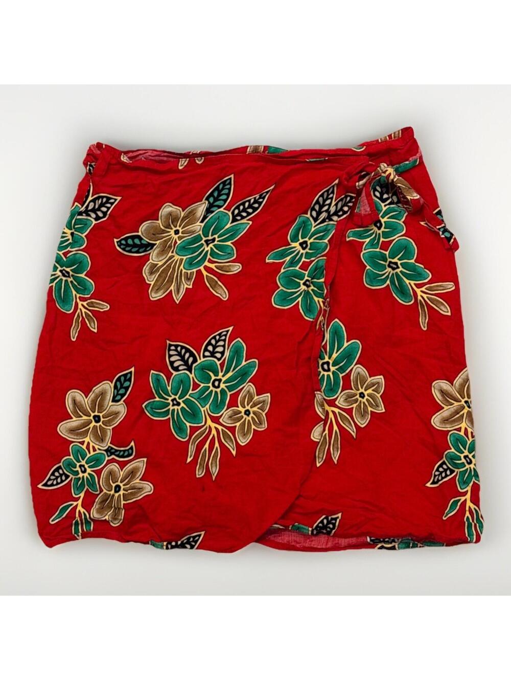 Pareos Del Caribe Vintage Red Floral Wrap Skirt Sarong Y2K/H